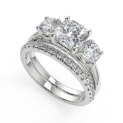 Sherlyn 3 Stone Solitaire Cushion Cut Diamond Engagement Ring - Nivetta